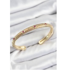 Pirinç Renkli Zirkon Taşlı Vintage Model Gold Renk Kadın Kelepçe - TJ-BB7579