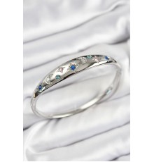 Pirinç Zirkon Taşlı Kutup Yıldızı Ve Hilal Model Gümüş Renk Kadın Kelepçe - TJ-BB7575