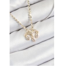 Pirinç Zirkon Taşlı Sallantılı Göz Model Ezme Zincir Gold Renk Kadın Kolye - TJ-BKO10389