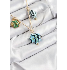 Seramik Motifli Balık Figürlü Model Krem İp Kadın Kolye - TJ-BKO10394