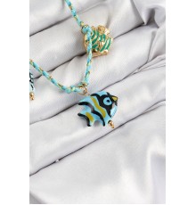 Seramik Motifli Balık Figürlü Model Mavi İp Kadın Kolye - TJ-BKO10395