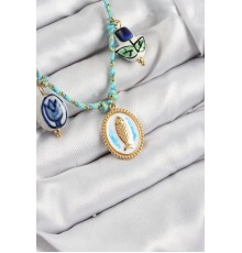 Seramik Motifli Balık Figürlü Model Mavi İp Kadın Kolye - TJ-BKO10399