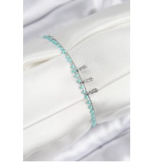 Pirinç Zirkon Taşlı Mavi Boncuklu Model Gümüş Renk Kadın Bileklik - TJ-BB7582