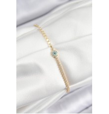 Pirinç Zirkon Taşlı Nazar Model Ezme Zincir Gold Renk Kadın Bileklik - TJ-BB7583