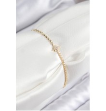 Pirinç Zirkon Taşlı Kutup Yıldızı Model Ezme Zincir Gold Renk Kadın Bileklik - TJ-BB7587
