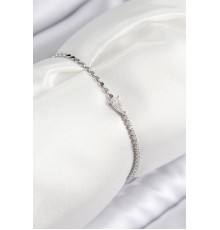 Pirinç Zirkon Taşlı Damla Model Ezme Zincir Gümüş Renk Kadın Bileklik - TJ-BB7590