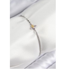 Pirinç Zirkon Taşlı Arı Model Ezme Zincir Gümüş Renk Kadın Bileklik - TJ-BB7596