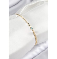 Pirinç Zirkon Taşlı Boncuk Model Ezme Zincir Gold Renk Kadın Bileklik - TJ-BB7597