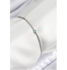 Pirinç Zirkon Taşlı Boncuk Model Ezme Zincir Gümüş Renk Kadın Bileklik - TJ-BB7598