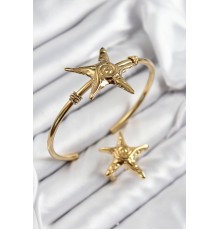 Pirinç Deniz Yıldızı Model Gold Renk Bileklik Yüzük Set - TJ-BB7600