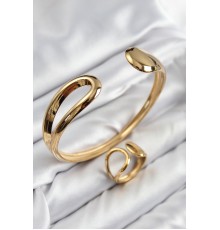 Pirinç Ayrık Model Gold Renk Bileklik Yüzük Set - TJ-BB7607