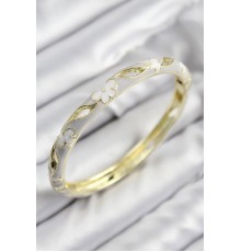 Mineli Pirinç Çiçek Motifli Gold Renk Kadın Kelepçe - TJ-BB7609