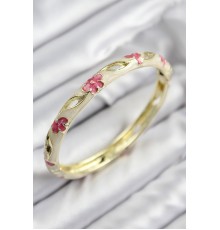 Mineli Pirinç Çiçek Motifli Gold Renk Kadın Kelepçe - TJ-BB7610