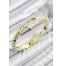 Mineli Pirinç Çiçek Motifli Gold Renk Kadın Kelepçe - TJ-BB7611