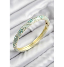 Mineli Pirinç Çiçek Motifli Gold Renk Kadın Kelepçe - TJ-BB7612