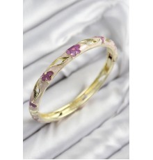 Mineli Pirinç Çiçek Motifli Gold Renk Kadın Kelepçe - TJ-BB7613