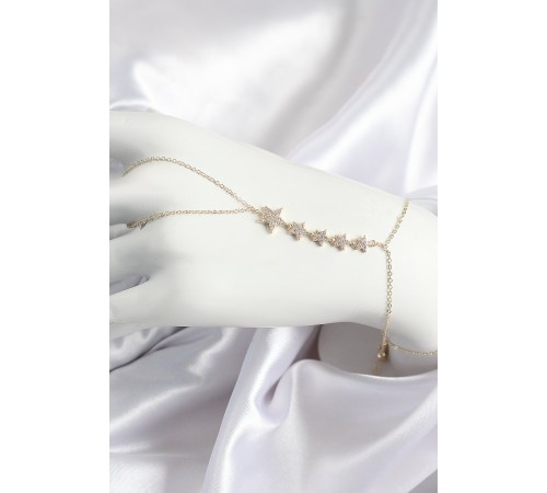 Pirinç Zirkon Taşlı Yıldız Model Gold Renk Kadın Şahmeran - TJ-SN687