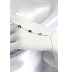 Pirinç Renkli Zirkon Taşlı Dikdörtgen Model Gold Renk Kadın Şahmeran - TJ-SN693