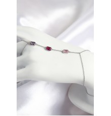 Pirinç Renkli Zirkon Taşlı Dikdörtgen Model Gümüş Renk Kadın Şahmeran - TJ-SN694