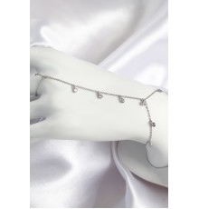 Pirinç Zirkon Taşlı Sallantılı Model Gümüş Renk Kadın Şahmeran - TJ-SN696