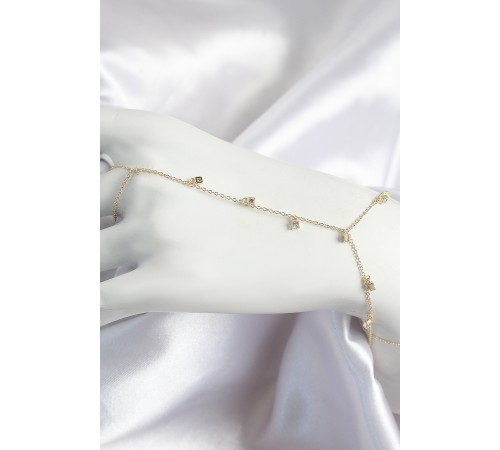 Pirinç Zirkon Taşlı Sallantılı Model Gold Renk Kadın Şahmeran - TJ-SN699