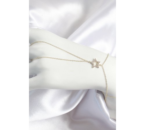 Pirinç Zirkon Taşlı Yıldız Model Gold Renk Kadın Şahmeran - TJ-SN701