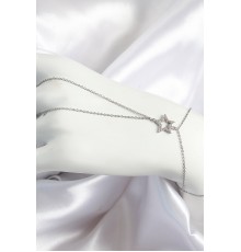 Pirinç Zirkon Taşlı Yıldız Model Gümüş Renk Kadın Şahmeran - TJ-SN702