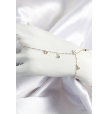 Pirinç Zirkon Taşlı Sallantılı Damla Model Gold Renk Kadın Şahmeran - TJ-SN703