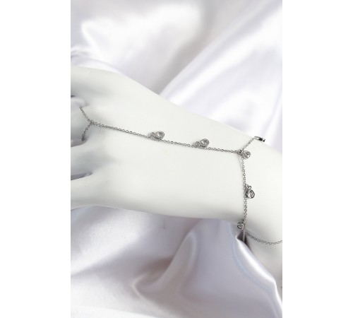 Pirinç Zirkon Taşlı Sallantılı Damla Model Gümüş Renk Kadın Şahmeran - TJ-SN704