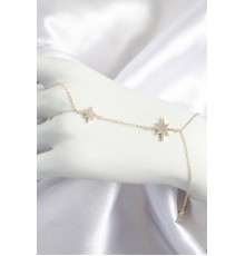 Pirinç Zirkon Taşlı Kutup Yıldızı Model Gold Renk Kadın Şahmeran - TJ-SN705