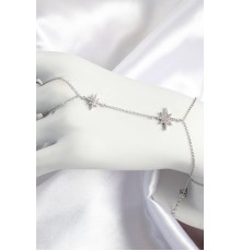 Pirinç Zirkon Taşlı Kutup Yıldızı Model Gümüş Renk Kadın Şahmeran - TJ-SN706