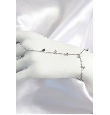 Pirinç Renkli Zirkon Taşlı Sallantılı Yıldızlı Model Gümüş Renk Kadın Şahmeran - TJ-SN708