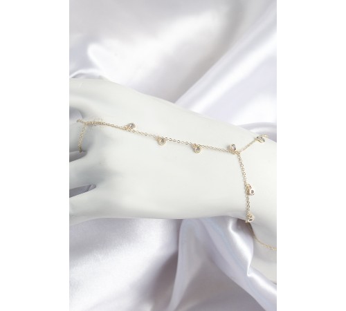 Pirinç Zirkon Taşlı Sallantılı Model Gold Renk Kadın Şahmeran - TJ-SN695