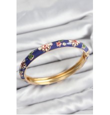 Mineli Pirinç Mor Çiçek Motifli Gold Kadın Kelepçe - TJ-BB7620