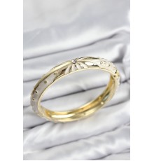 Mineli Pirinç Zirkon Taşlı Bej Desen Motifli Gold Kadın Kelepçe - TJ-BB7622