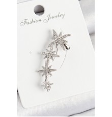 Pirinç Kutup Yıldızı Model Gümüş Renk Sağ Kıkırdak Küpe - TJ-BKP10988