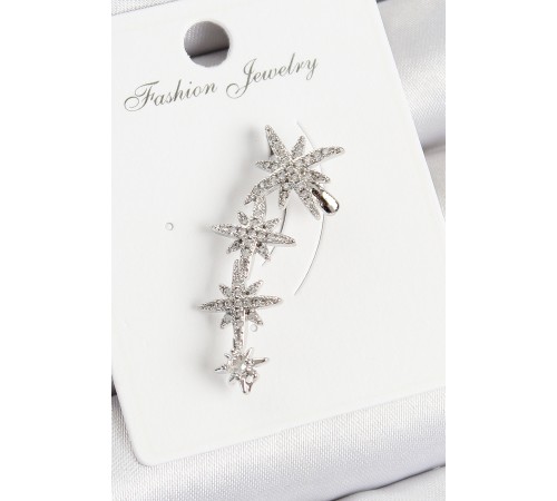 Pirinç Kutup Yıldızı Model Gümüş Renk Sağ Kıkırdak Küpe - TJ-BKP10988