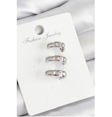 Pirinç Su Yolu Model Gümüş Renk Sağ Kıkırdak Küpe - TJ-BKP10989