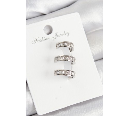 Pirinç Su Yolu Model Gümüş Renk Sağ Kıkırdak Küpe - TJ-BKP10989