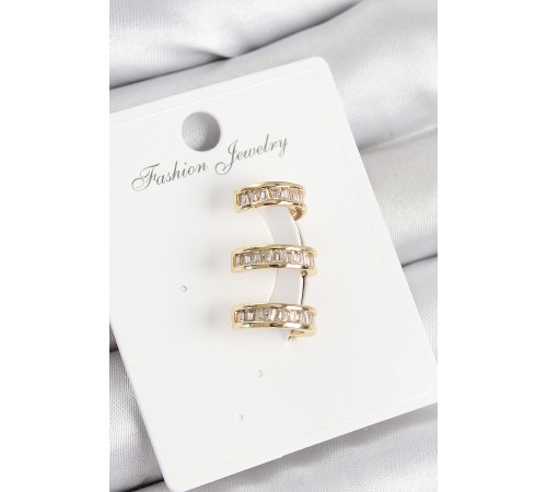 Pirinç Su Yolu Model Gold Renk Sağ Kıkırdak Küpe - TJ-BKP10990