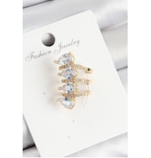 Pirinç Zirkon Taşlı Damla Model Gold Renk Sağ Kıkırdak Küpe - TJ-BKP10996