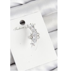 Pirinç Zirkon Taşlı Model Gümüş Renk Sağ Kıkırdak Küpe - TJ-BKP10999