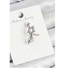 Pirinç Zirkon Taşlı Yıldız Model Gümüş Renk Sağ Kıkırdak Küpe - TJ-BKP11001