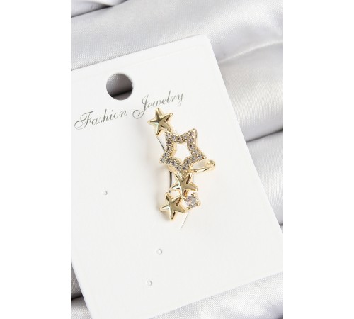 Pirinç Zirkon Taşlı Yıldız Model Gold Renk Sağ Kıkırdak Küpe - TJ-BKP11002