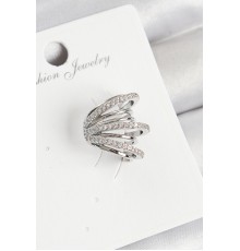 Pirinç Zirkon Taşlı Yay Model Gümüş Renk Sağ Kıkırdak Küpe - TJ-BKP11003