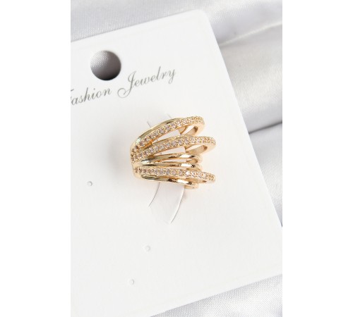 Pirinç Zirkon Taşlı Yay Model Gold Renk Sağ Kıkırdak Küpe - TJ-BKP11004