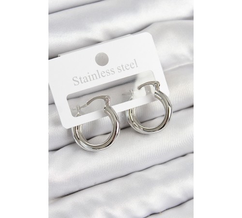 Pirinç Halka Model Gümüş Renk Kadın Küpe - TJ-BKP11009