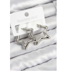 Pirinç Yıldız Model Gümüş Renk Kadın Küpe - TJ-BKP11011