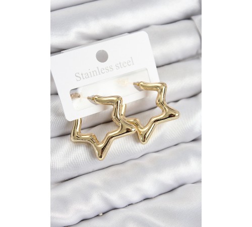 Pirinç Yıldız Model Gold Renk Kadın Küpe - TJ-BKP11012