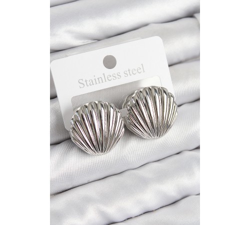 Pirinç İstiridye Model Gümüş Renk Kadın Küpe - TJ-BKP11013